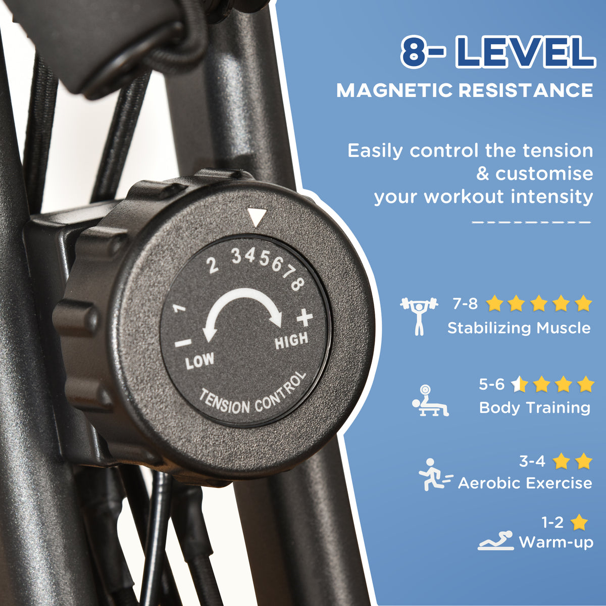 2-in-1 Folding Exercise Bike with 8-Level Magnetic Resistance, Arm Resistance Band, Pulse Sensor