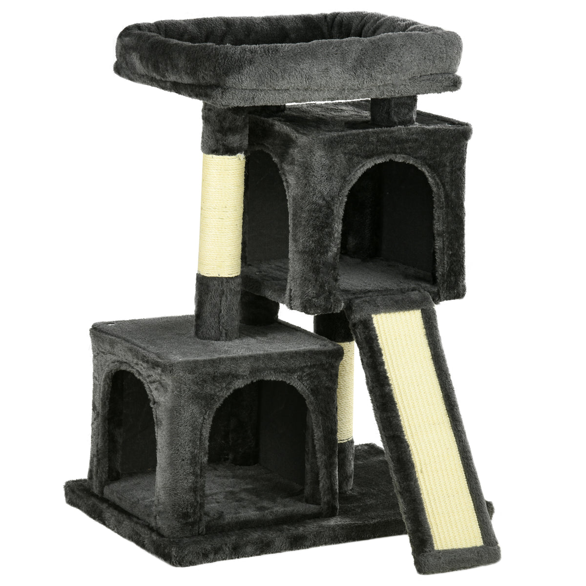 Cat Tree for Indoor Cats 81cm Cat Scratching Post Scratch Board Kitten Tower Climbing Frame, Black