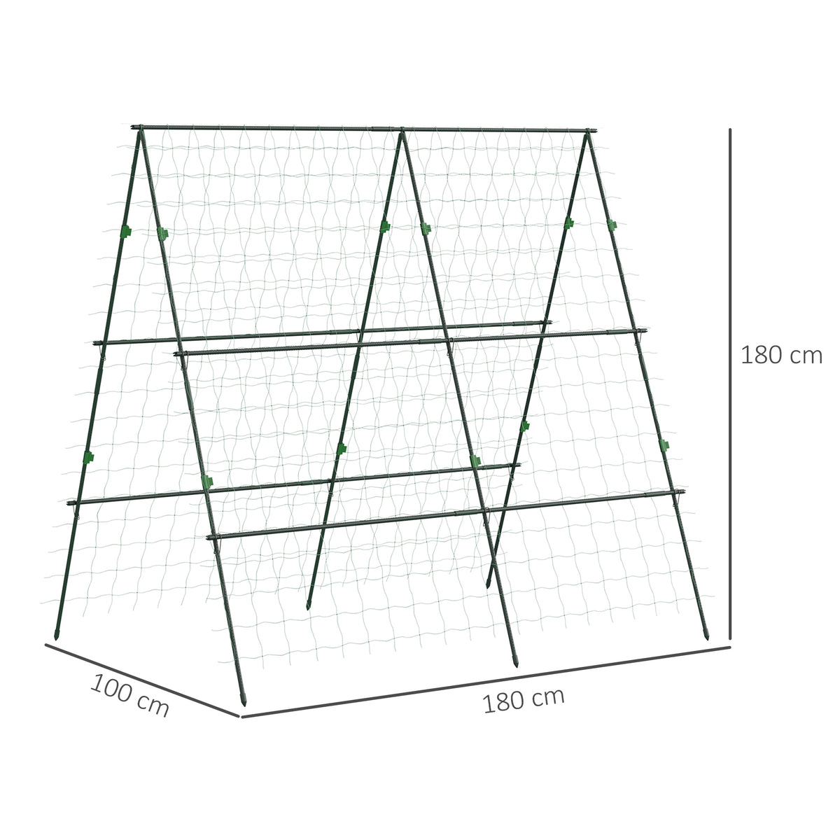 Garden Cucumber Trellis for Climbing Plants, A-Frame Trellis Plant Support with Climbing Net, DIY Adjustable Cucumber Support Frame for Raised Bed, Vegetables, Flowers, Fruit, Green