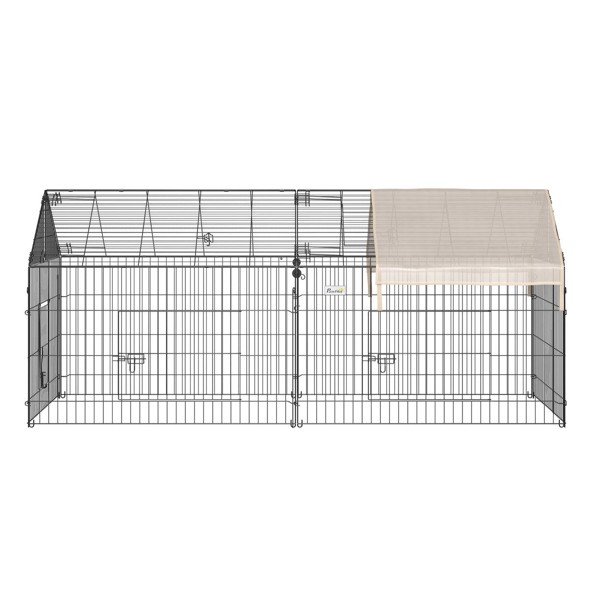 Metal Rabbit Run Playpen, Guinea Pig Cage, 220 x 103 x 103cm, Beige