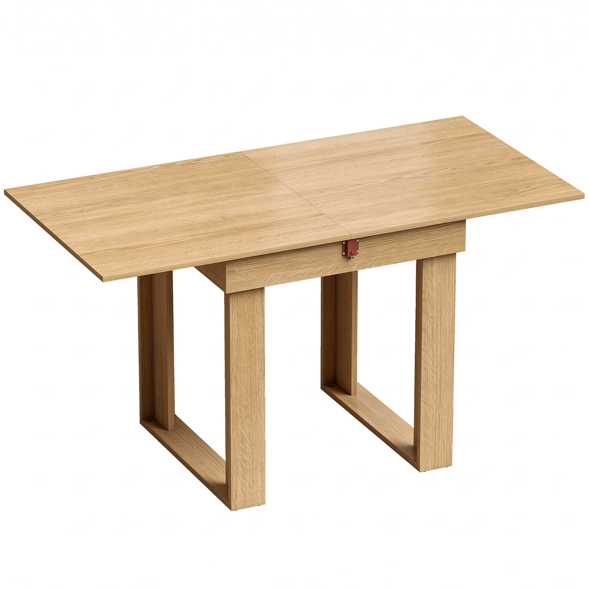 Folding Dining Table Under-Table Storage Extendable Kitchen Table Steel Rail Oak Effect