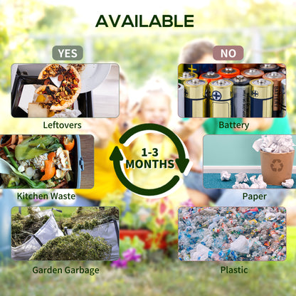 65L Garden Compost Bin, Single Chamber Rotating Composter, Compost Maker with 24 Ventilation Openings and Steel Legs