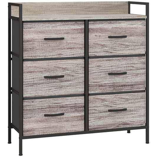 Rustic Chest of Six Fabric Drawers