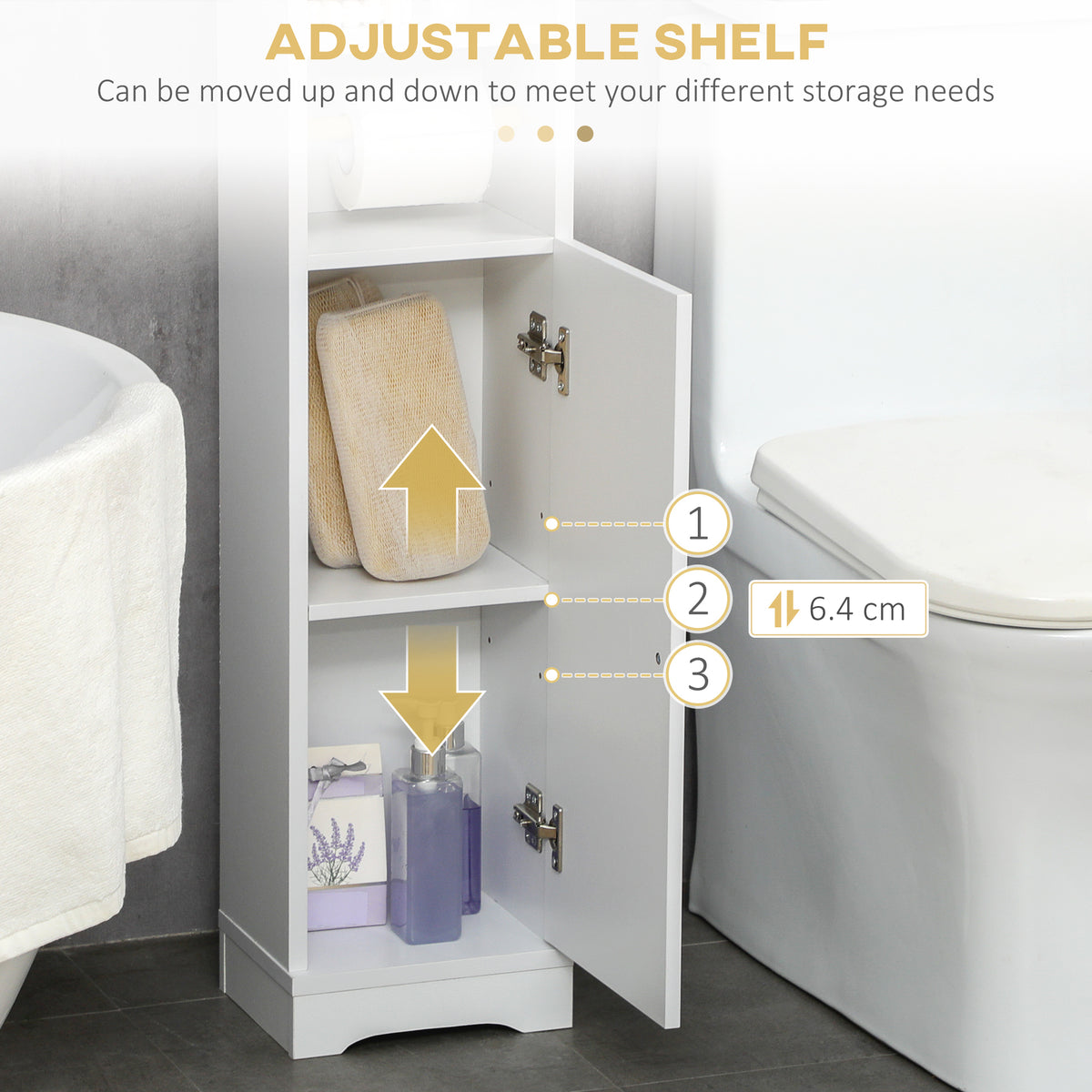 Multi-Storage Narrow Bathroom Cabinet - White