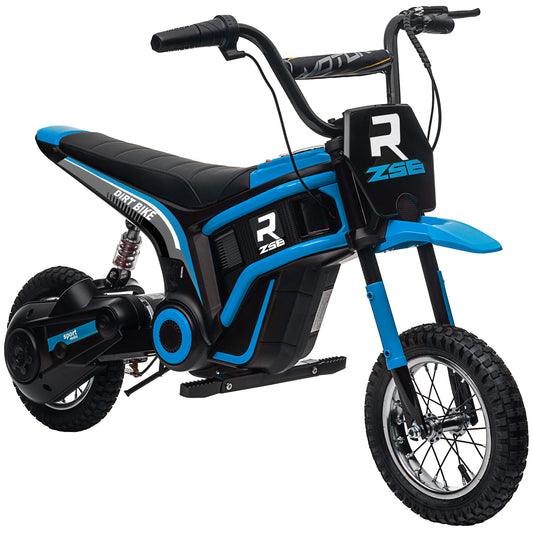 24V Electric Motorbike 18km/h with Twist Grip Throttle, Enhanced Power and Extended Range - Blue