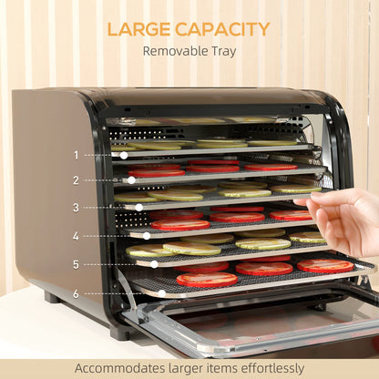 35-70°C Six-Tray Food Dehydrator - Black