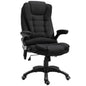 Massage Recliner Chair Heated Office Chair with Six Massage Points Linen-Feel Fabric 360° Swivel Wheels Black