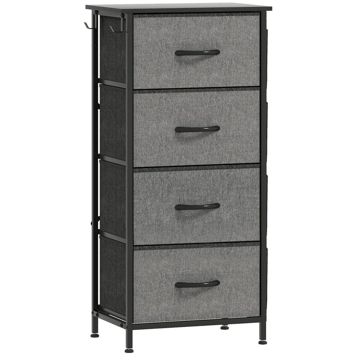 Chest of Four Fabric Drawers - Charcoal Grey
