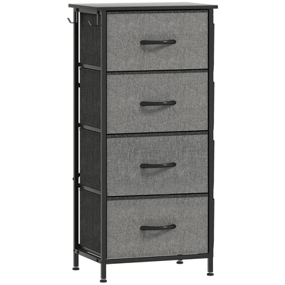 Chest of Four Fabric Drawers - Charcoal Grey