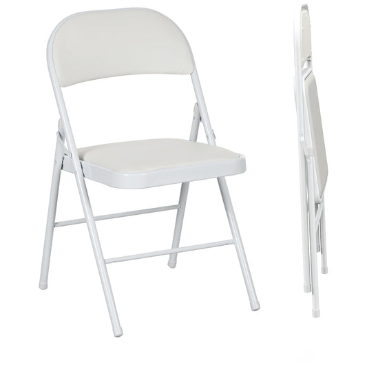 Set of Two Cushioned Folding Chairs - White
