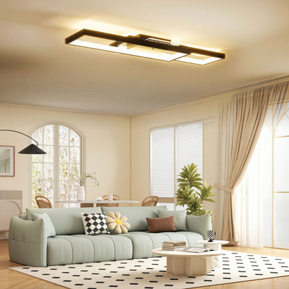 LED Ceiling Light, Modern Dimmable Ceiling Light with Wall Switch & Remote Control, Flush Mount Fixture Lamp with 3000-6000K Colour Temperatures for Living Room, Bedroom, Black