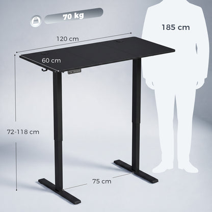 Standing Desk Memory Control Height Adjustable Desk 2 Cable Holes LED Display Sit Stand Desk Black