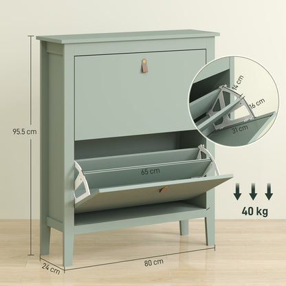 Modern Two-Drawer Shoe Cabinet - Green