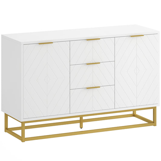 Sideboard with 3 Drawers and Adjustable Shelves for Living Room - White