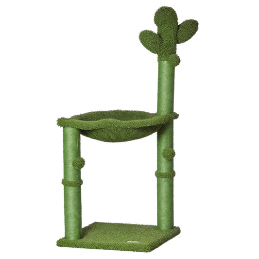 Cactus Cat Tree Tower for Indoor Cats Sisal Scratching Post with Hammock Bed Dangling Ball 40 x 40 x 96 cm