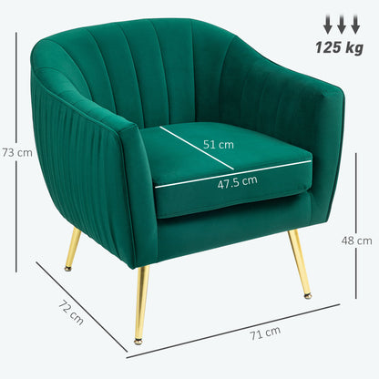 Velvet-Feel Shell Back Accent Chair - Green