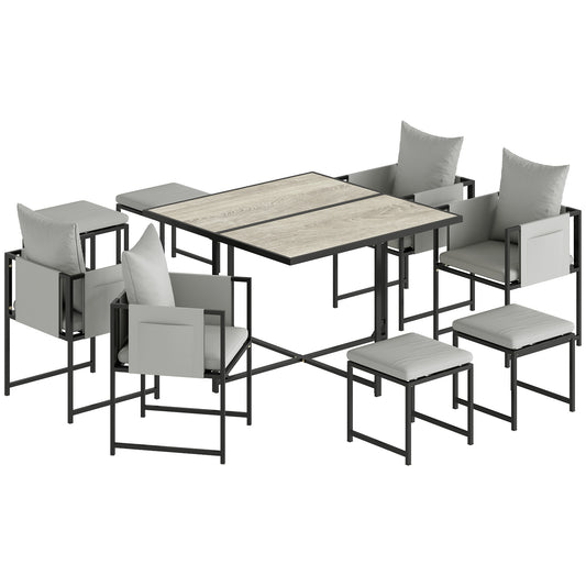 Nine-Piece Steel Frame Garden Dining Set