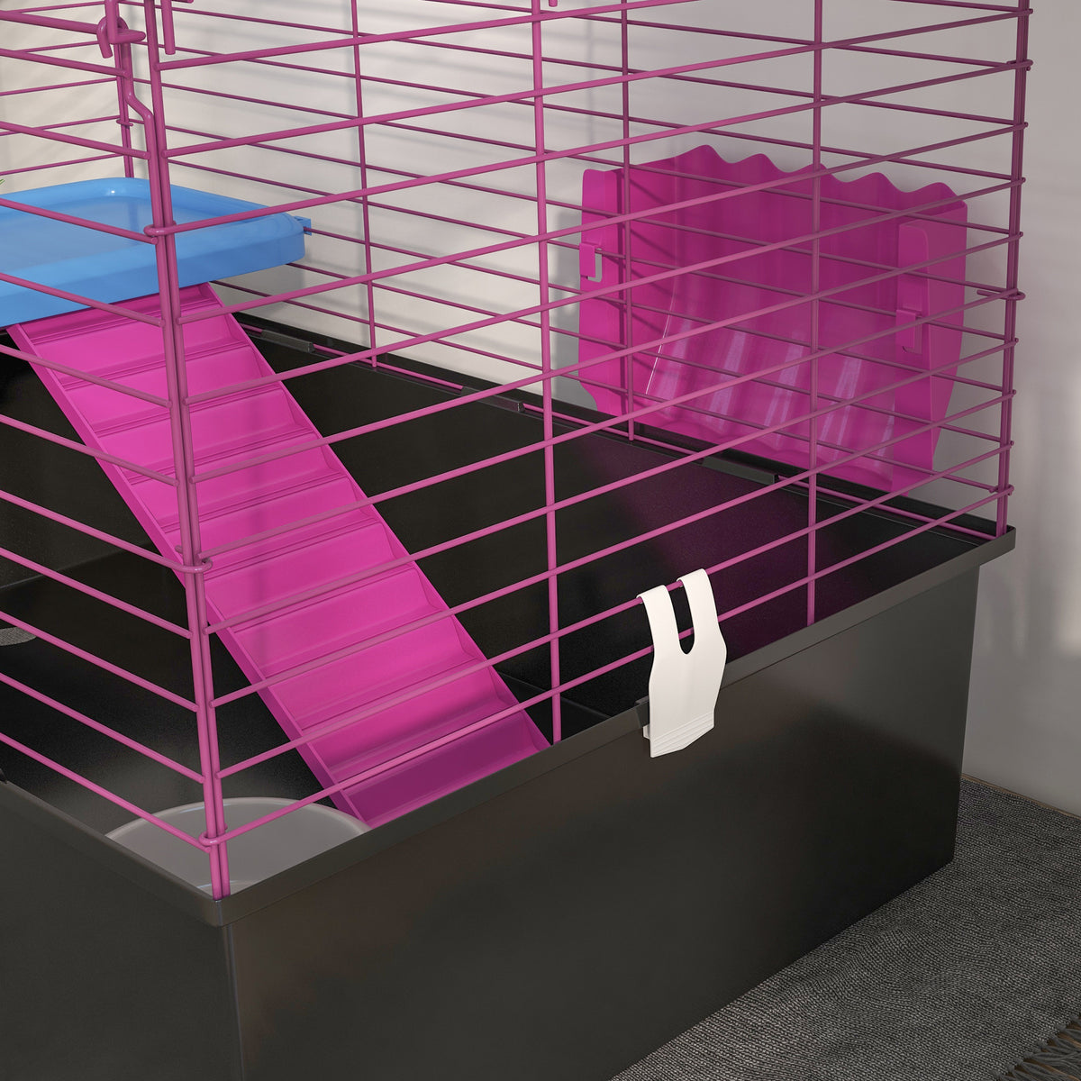 Chinchillas Small Rabbit Guinea Pig Small Animal Cage, Pet Playhouse, with Platform, Ramp, 71 x 46 x 47cm