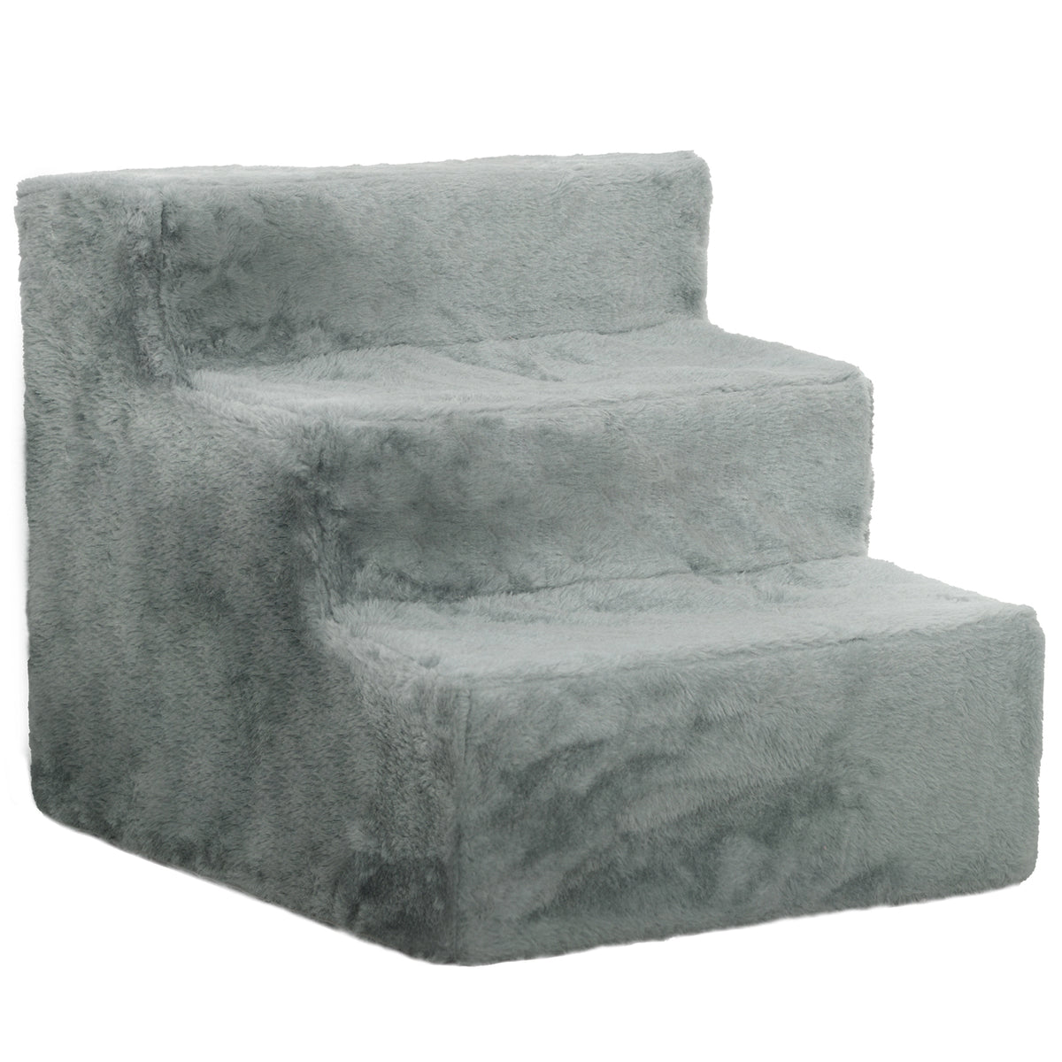Three-Step Dog Stairs, with Washable Plush Cover, for High Bed Sofa, Dog Stairs for Small Dog and Cat - Light Grey