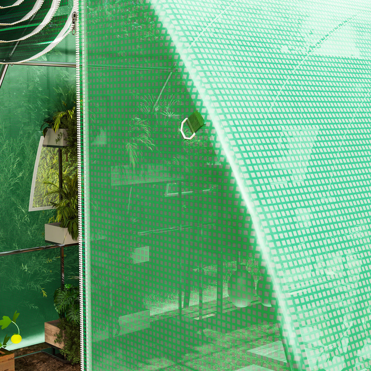 4 x 3 x 2m Polytunnel Greenhouse Replacement Cover ONLY Winter Garden Plant PE Cover for Tunnel Walk-in Greenhouse with Roll-up Windows Door Outdoor, Green