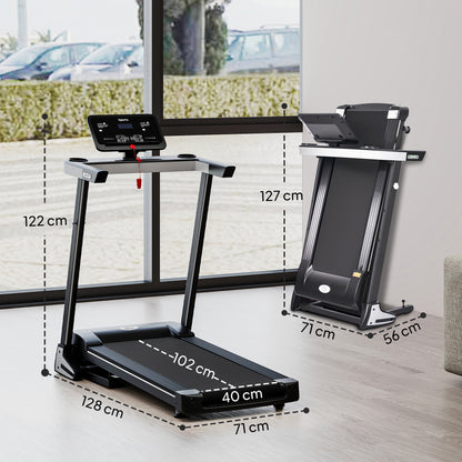 Motorised Folding Treadmill with 500W & LED Screen for Home, Black