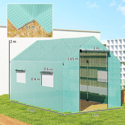 Polyethylene Walk-in Polytunnel Greenhouse, 2 x 3(m)