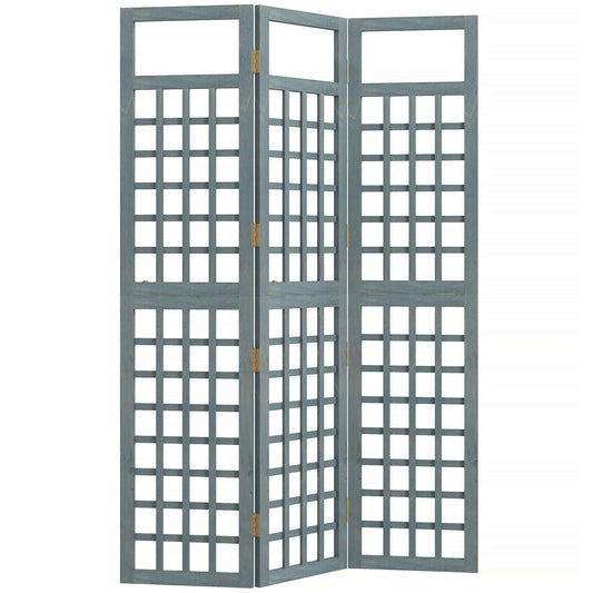 3-Panel Garden Privacy Screen, Freestanding Foldable Wooden Outdoor Divider/Trellis, Decorative Privacy Screen