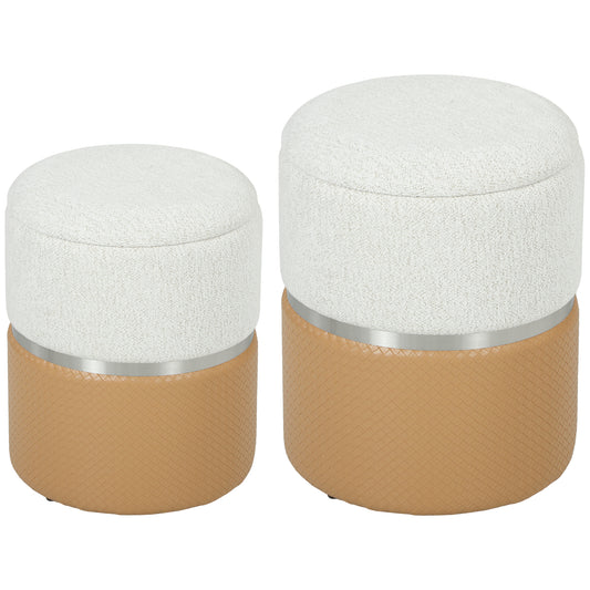 Nesting Round Ottoman with Storage Set of 2