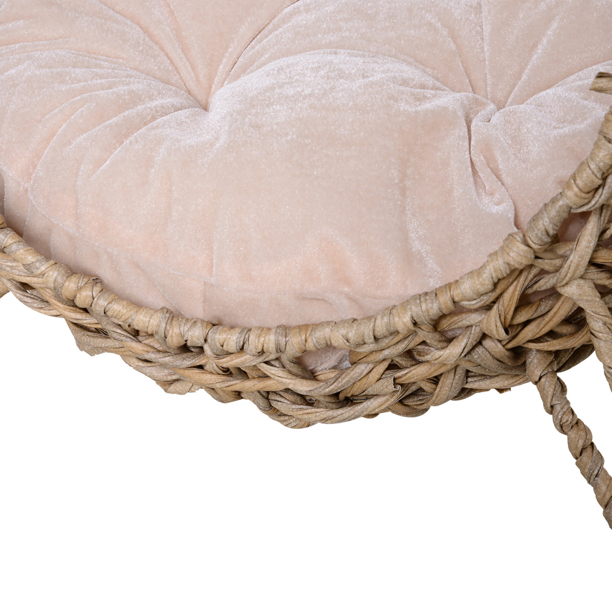 Rattan Elevated Cat Bed House Kitten Basket Ball-Shaped Pet Furniture w/ Removable Cushion