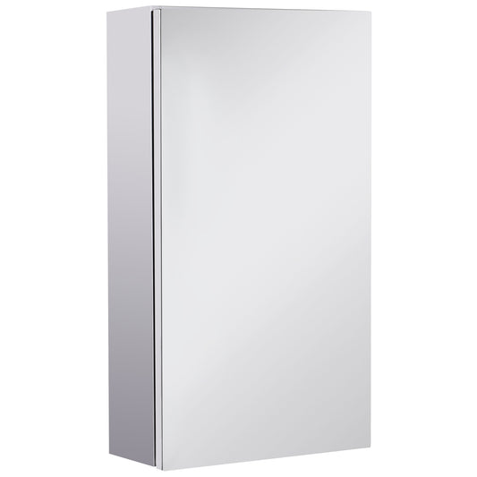 Bathroom Mirror Cabinet, Stainless Steel Wall Mounted Bathroom Cabinet with Mirror for Small Cloakroom Compact Space, 30 x 14 x 55 cm
