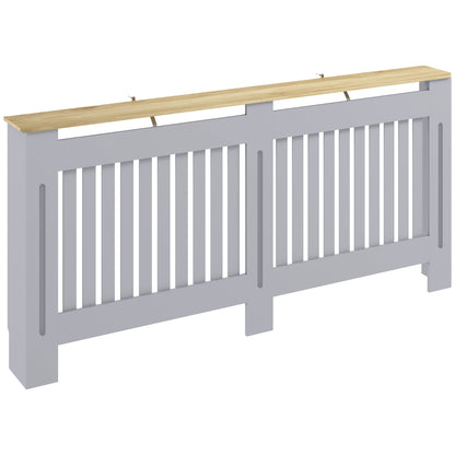 Slatted Radiator Cover, Painted Cabinet with Line Grill Design, 172W × 19D × 81H cm, Grey