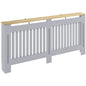 Slatted Radiator Cover, Painted Cabinet with Line Grill Design, 172W × 19D × 81H cm, Grey