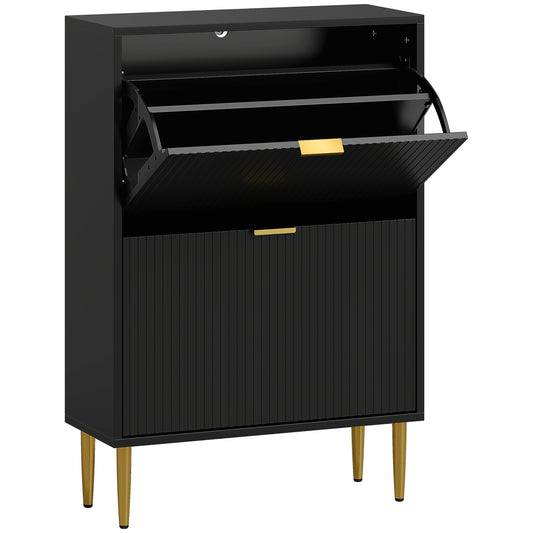 Two-Drawer Shoe Cabinet - Black