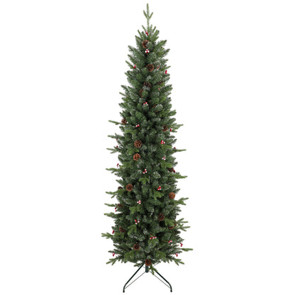 Slim Gracious Pine Xmas Tree, 6ft/180cm Artificial Christmas Tree with 688 Branch Tips, Foldable Steel Stand, Green