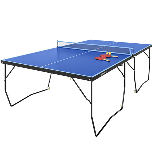 9FT Folding Tennis Table, with 8 Wheels, for Indoor Use