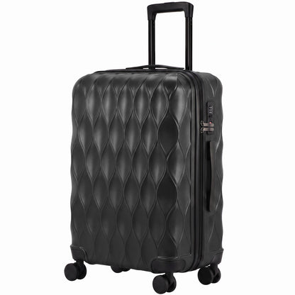 24Inch Suitcase, ABS Hard Shell Checked Luggage with TSA Lock, Spinner Wheels, Telescopic Handle, Black