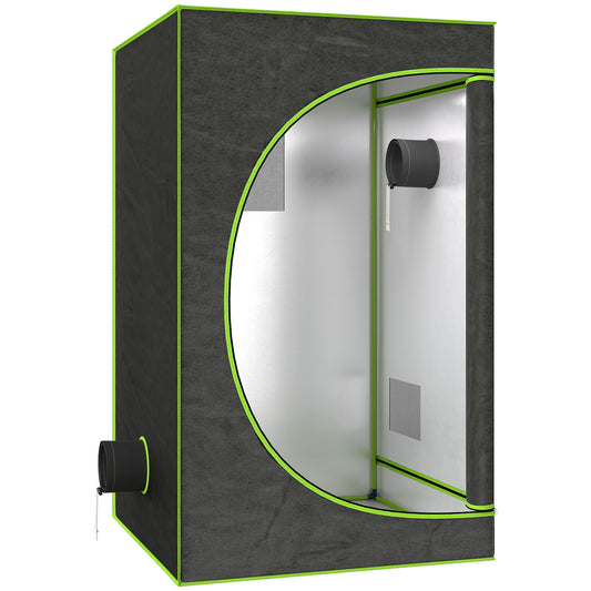 Grow Tent 120 x 120 x 200 cm, Reflective Mylar Hydroponic Growing Tent with 600D Oxford Fabric, Observation Window, Vent, Zipper Door for Indoor Plant Growing, Black