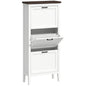 Shoe Cabinet with 3 Flip Drawers, Farmhouse Narrow Shoe Storage Cabinet with Adjustable Shelves, White