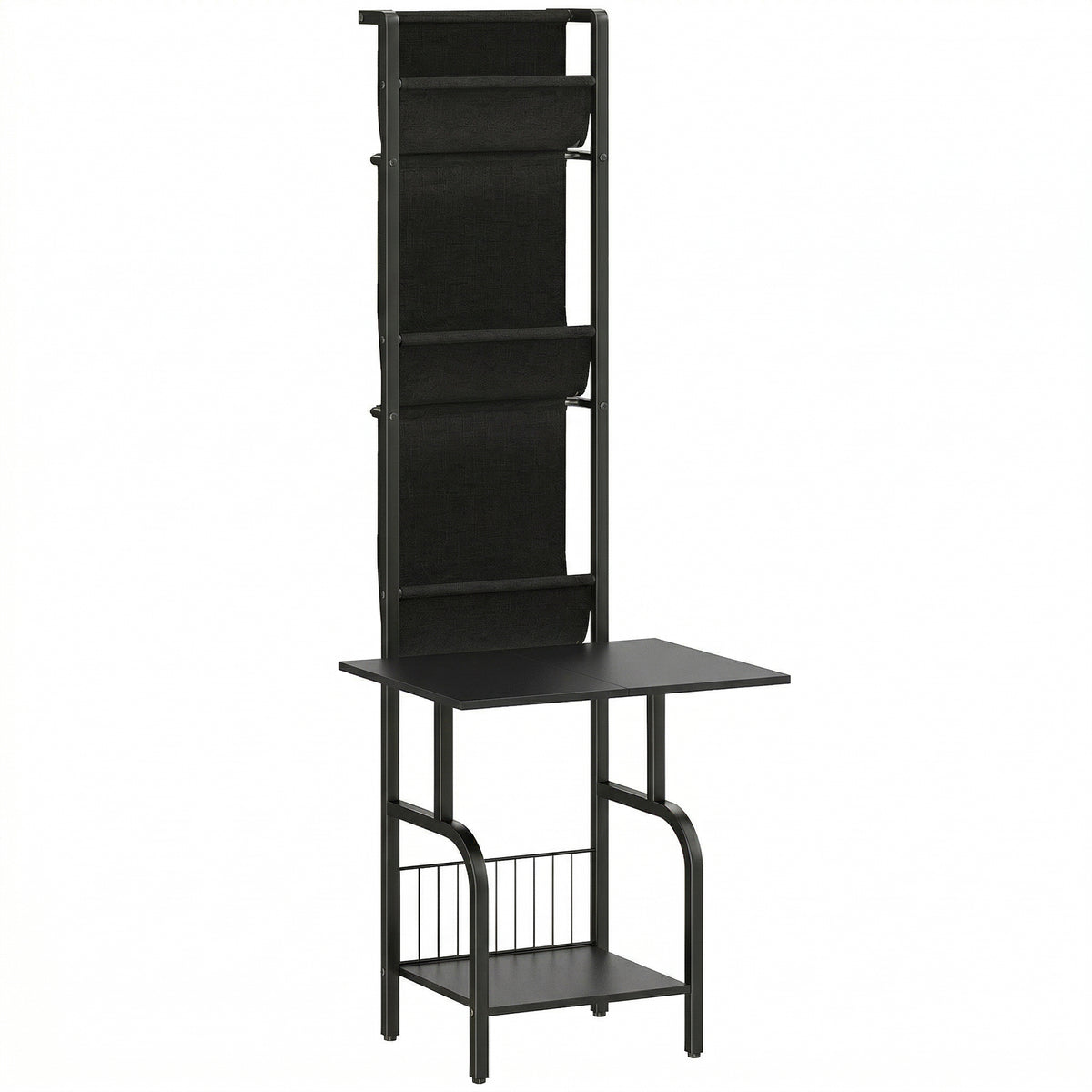 Vinyl Record Player Stand Record Storage with Player Stand Oxford Fabric Pockets Bottom Shelf