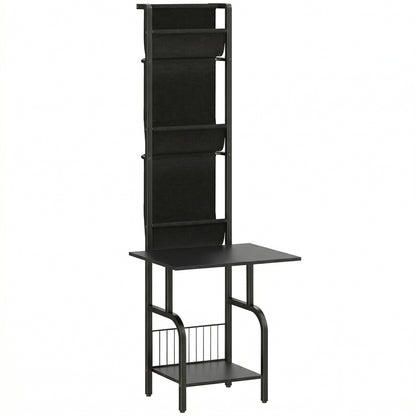 Vinyl Record Player Stand Record Storage with Player Stand Oxford Fabric Pockets Bottom Shelf