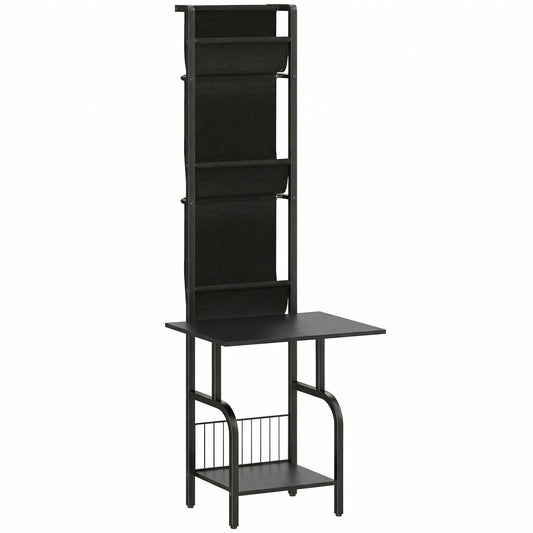 Vinyl Record Player Stand Record Storage with Player Stand Oxford Fabric Pockets Bottom Shelf
