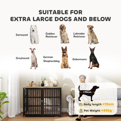 Dog Crate Furniture with Anti-Chew Resistant Mesh, Anti-Escape Single Door, for Extra Large Dogs, 118 x 80 x 92 cm