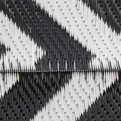 Outdoor Rug Reversible Mat Plastic Straw Rug Portable RV Camping Mat for Garden Deck Picnic Indoor, 121 x 182 cm (4 x 6 ft), Black & White