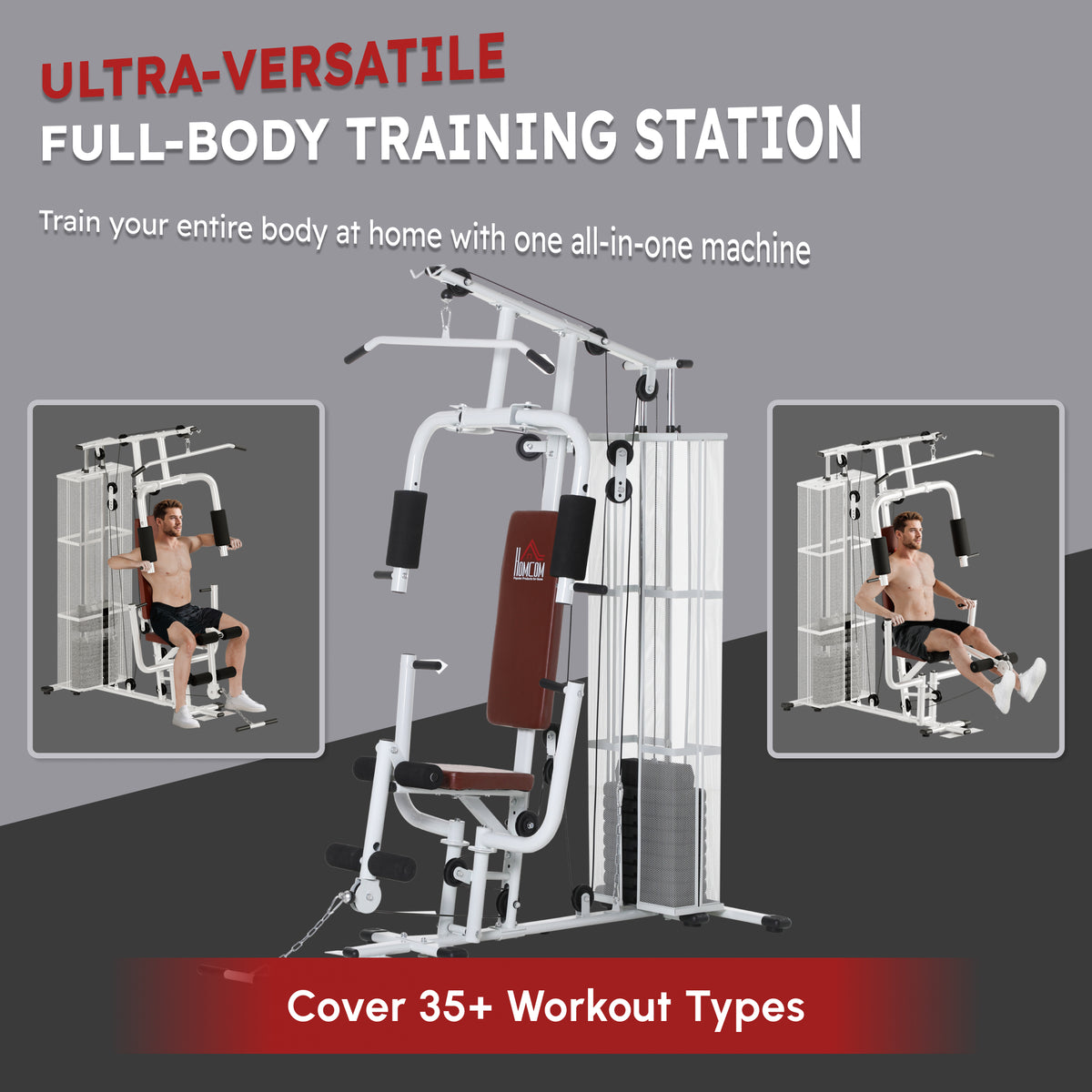 Home Multi Gym Large Multifunction Sturdy Strength Training Machine for Home Workout, White