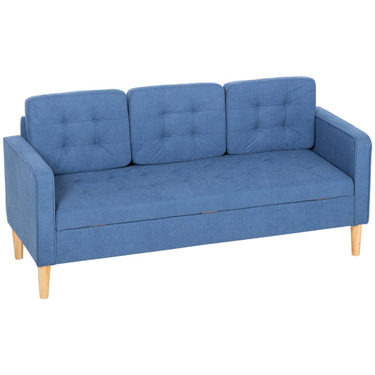 3 Seater Sofa, 169cm Couch with Hidden Storage, Wood Legs
