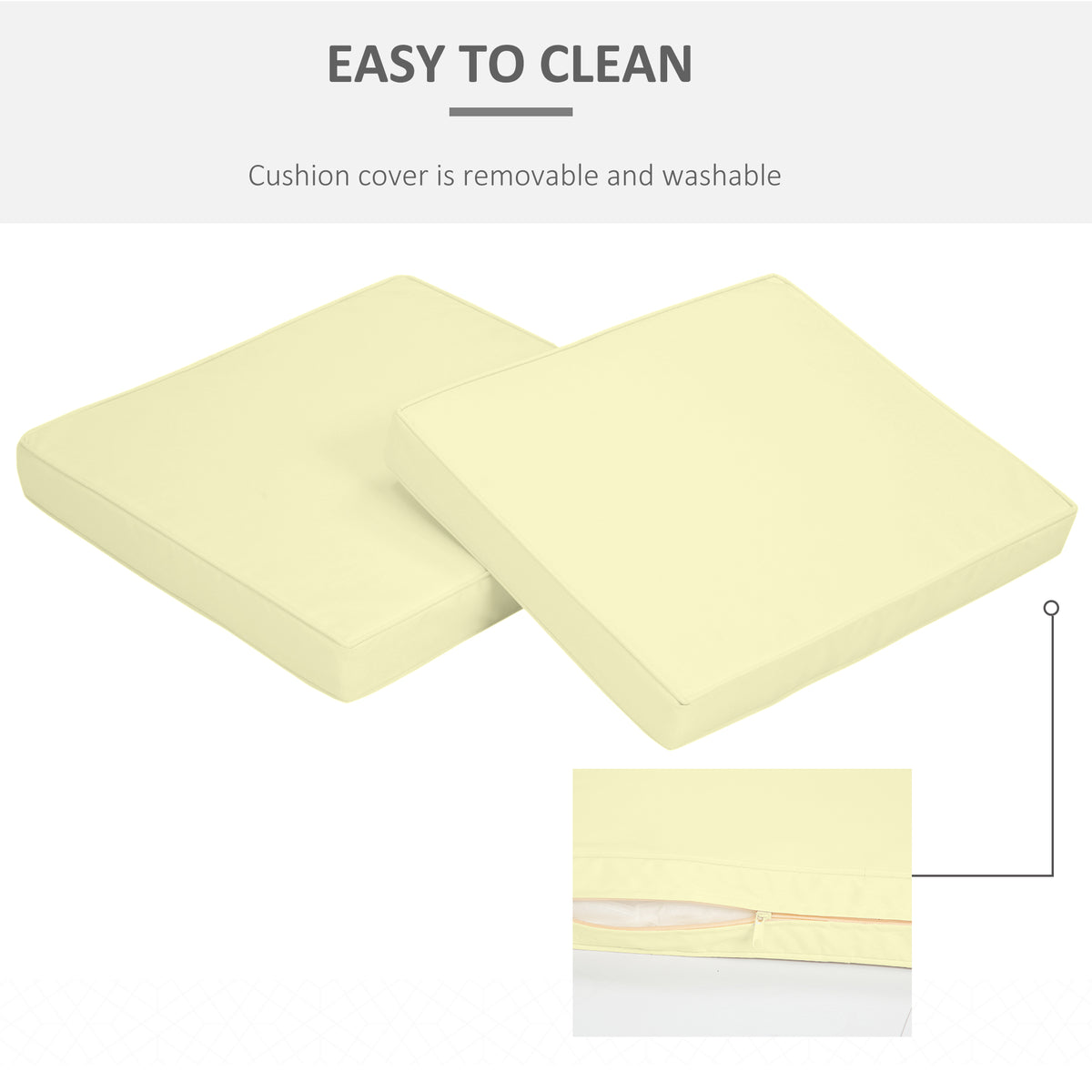2-Piece Garden Seat and Back Cushion Set, Replacement Cushions for Outdoor Furniture with Seat Cushion and Back Cushion, Cream White