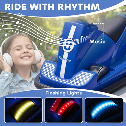 Kids Bumper Car, 360° Rotation Spin Electric Waltzer Car with LED Lights, Music for Ages 3-8 Years Old