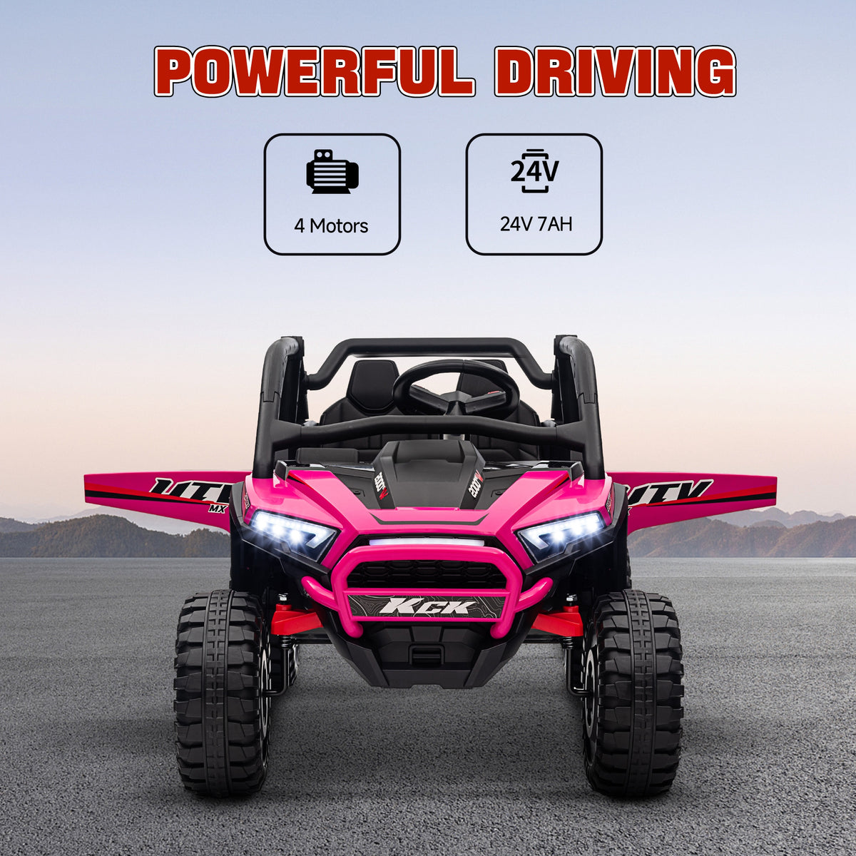 2 Seater 24V 7AH Ride on Truck, Battery Powered Electric Ride On Car w/ Remote, Suspension, 3 Speeds