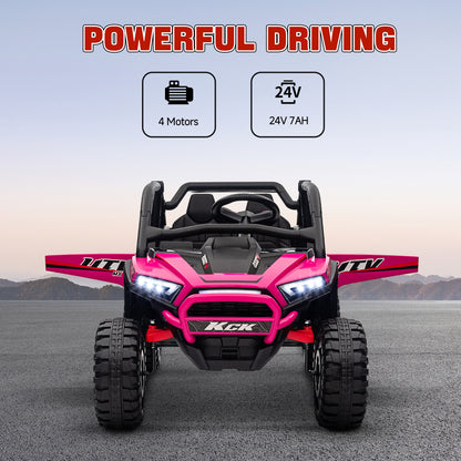 2 Seater 24V 7AH Ride on Truck, Battery Powered Electric Ride On Car w/ Remote, Suspension, 3 Speeds