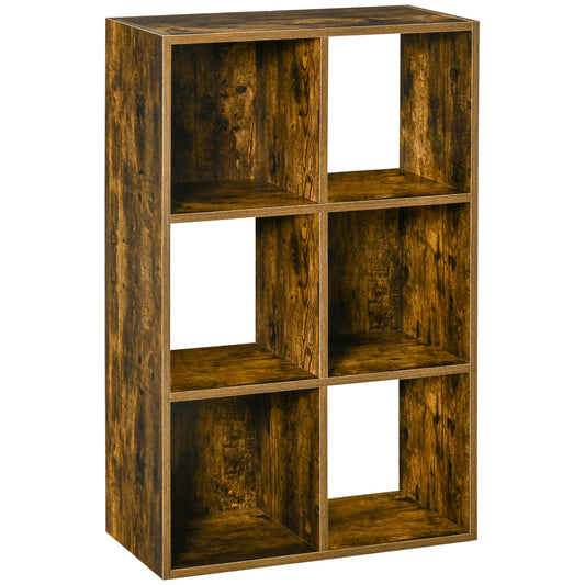 Industrial Style Storage Shelf, Bookcase, Bookshelf with 6 Compartments, Freestanding Shelving Unit for Living Room, Home Study